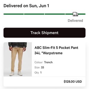 Lulu lemon tan pants size 33 waist 34 inseam